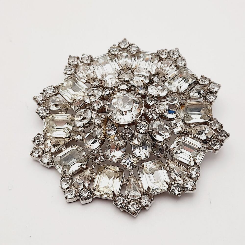 Vintage Wiesner Clear Rhinestone Wedding Brooch
